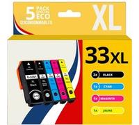 123CONSOMMABLES - 33XL - Pack 5 Cartouches d'encre Compatible pour Epson 33 XL pour Expression Premium XP-540 XP-530 XP-830 XP-7100 XP-900 XP-640 XP-630 XP-635 XP-645 Pack G