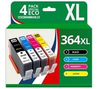 123CONSOMMABLES - 364XL - Pack 4 Cartouches d'encre Compatibles avec HP 364 364XL pour Officejet 4620 4610 4622 Deskjet 3070A 3520 3524 Photosmart 5520 5510 5511 5512 (1 Noir / 1 Cyan / 1 Magenta / 1