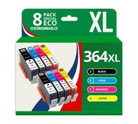123CONSOMMABLES - 364XL - Pack 8 Cartouche d'encre Compatible avec HP 364 364XL pour Officejet 4620 4610 4622 Deskjet 3070A 3520 3524 Photosmart 5520 5510 5511 5512 (2 Noir / 2 Cyan / 2 Magenta / 2 Ja