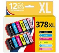 123CONSOMMABLES - 378XL - Pack de 12 Cartouches d'encre compatible avec Epson 378XL Multipack pour Epson Expression Photo XP8500 XP8505 XP8600 XP8605 XP8700 XP-15000