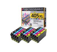 123CONSOMMABLES - 405XL - Cartouches d'encre compatible avec Epson 405XL Workforce Pro WF-3820DWF 3825DWF 4820DWF 4825DWF WF-7830DTWF WF-7835DTWF