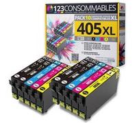 123CONSOMMABLES - 405XL - Cartouches d'encre Compatible avec Epson 405XL Workforce Pro WF-3820DWF 3825DWF 4820DWF 4825DWF WF-7830DTWF WF-7835DTWF WF-7840DTWF (4 Noir / 2 Cyan / 2 Magenta / 2 Jaune) G
