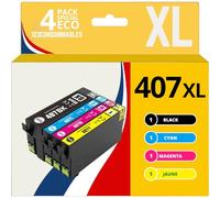 123CONSOMMABLES - 407XL - Cartouches d'encre compatibles avec Epson 407 407xl pour Workforce Pro WF-4745DTWF (Pack de 4)