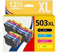123CONSOMMABLES - 503XL - Cartouches d'encre Compatible pour Epson 503 XL pour Epson Expression Home XP-5200 XP-5205 Workforce WF-2960DWF WF-2965DWF (Pack de 12)