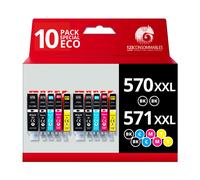123CONSOMMABLES - 570 571XL - Pack 10 Cartouche d'encre Compatibles avec Canon 570 571 pour Canon PI