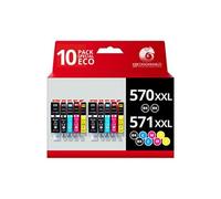 123CONSOMMABLES - 570 571XL - Pack 10 Cartouche d'encre Compatibles avec Canon 570 571 pour Canon PIXMA TS5055 TS5050 MG5750 TS5053 MG6852 MG6850