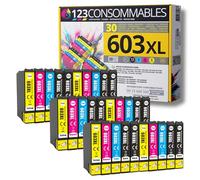 123CONSOMMABLES - 603XL - Pack Cartouche Encre pour Epson 603 XL Etoile de Mer - pour Epson XP-2100 XP-2155 XP-3100 XP-4100 (12 Noir / 6 Cyan / 6 Magenta / 6 Jaune)