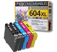 123CONSOMMABLES - 604XL - Cartouches Encre Compatible avec Epson 604 XL pour Expression Home XP-2200 XP-3200 XP-4200, Workforce WF-2910 WF-2930 WF-2935 WF-2950 (pack de 5) Pack G