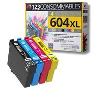 123CONSOMMABLES - 604XL - Cartouches Encre Compatible avec Epson 604 XL pour Expression Home XP-2200 XP-3200 XP-4200, Workforce WF-2910 WF-2930 WF-2935 WF-2950 G