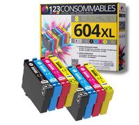 123CONSOMMABLES - 604XL - Pack 8 Cartouches Encre Compatible avec EPSON 604 XL pour Epson Expression Home XP-2200 XP-2205 XP-3200 XP-3205 XP-4200 XP-4205, Workforce WF-2910 WF-2930 WF-2935 WF-2950
