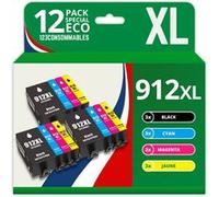 123CONSOMMABLES - 912XL - Pack de 12 Cartouches d'encre compatibles HP 912XL pour HP OfficeJet Pro 8022 8023 8024 8025 8030 et HP Officejet 8010 8012 8015 Pack