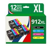 123CONSOMMABLES - 912XL - Pack de 12 Cartouches d'encre compatibles HP 912XL pour HP OfficeJet Pro 8022 8023 8024 8025 8030 et HP Officejet 8010 8012 8015