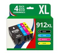 123CONSOMMABLES - 912XL - Pack de 4 Cartouches d'encre compatibles HP 912XL pour HP OfficeJet Pro 8022 8023 8024 8025 8030 et HP Officejet 8010 8012 8015
