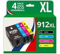 123CONSOMMABLES - 912XL - Pack de 4 Cartouches d'encre compatibles HP 912XL pour HP OfficeJet Pro 8022 8023 8024 8025 8030 et HP Officejet 8010 8012 8015 Pack