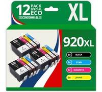 123CONSOMMABLES - 920XL - Pack de 12 Cartouches d'encre Compatible avec HP 920 XL - pour HP OfficeJet 6500A 6500 7500 6000 7500A 7000 Pack G