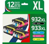 123CONSOMMABLES - 932XL 933XL - Cartouche compatible avec HP 932 933 932XL 933XL pour Officejet 6600 6100 6700 7510 7110 7610 7612 (pack de 12) Pack G