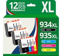 123CONSOMMABLES - 934XL 935XL - Cartouches d'encre Compatible pour HP 934 XL 935 XL pour HP Officejet Pro 6230 6830 Officejet 6820 (pack de 12)