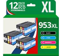 123CONSOMMABLES - 953XL - Pack de 12 Cartouches d'encre compatibles avec HP Officejet Pro 8715 8710,