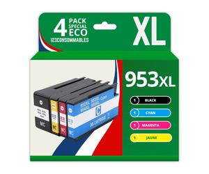 123CONSOMMABLES - 953XL - Pack de 4 Cartouches d'encre compatibles avec HP Officejet Pro 8715 8710,
