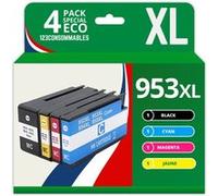 123CONSOMMABLES - 953XL - Pack de 4 Cartouches d'encre compatibles avec HP Officejet Pro 8715 8710, HP Officejet Pro 7720 7740 8730 8720 8725 8210 Pack G