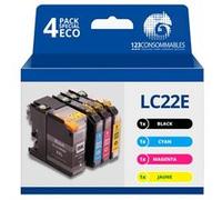 123CONSOMMABLES - LC-22E - Pack 4 cartouches compatibles avec BROTHER MFC-J5920DW LC22E (1 Noir / 1 Cyan / 1 Magenta / 1 Jaune) G