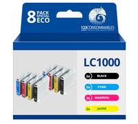 123CONSOMMABLES - LC100 - Pack 8 Cartouches d'encre compatibles pour Brother DCP-130C DCP-135C DCP-150C DCP-330C DCP-350C DCP-357C DCP-540CN DCP-560CN DCP-770CW FAX-1360 FAX-1460 FAX-2840