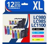 123CONSOMMABLES - LC1100 LC980 LC985 - cartouche compatible avec Brother DCP-195C DCP-585CW DCP-385C DCP-375CW MFC-990CW MFC-6490CW MFC-490CW MFC-5890CN MFC-J615W (pack de 12) Pack G