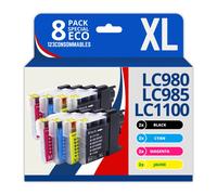 123CONSOMMABLES - LC1100 LC980 LC985 - Pack 8 cartouches compatibles avec Brother DCP-195C DCP-585CW