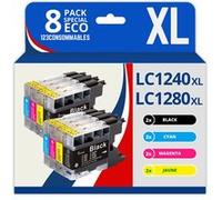 123CONSOMMABLES - LC1220/LC1240/LC1280 - Cartouches Encre Compatible avec Brother DCP-J725DW DCP-J925DW MFC-J430 MFC-J5910DW MFC-J625DW MFC-J6510DW MFC-J6910DW (2 Noir / 2 Cyan / 2 Magenta / 2 Jaune) 