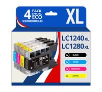 123CONSOMMABLES - LC1220/LC1240/LC1280 - Cartouches Encre Compatible avec Brother DCP-J725DW DCP-J925DW MFC-J430 MFC-J5910DW MFC-J625DW MFC-J6510DW MFC-J6910DW (1 Noir / 1 Cyan / 1 Magenta 1 Jaune) Pa