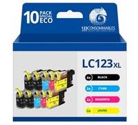 123CONSOMMABLES - LC123 - Pack 10 Cartouches Compatibles avec Brother LC123XL pour Imprimante DCP-J132W J152W J172W J552DW J752DW J4110DW MFC-J245 J6520DW J6720DW (4 Noir / 2 Cyan / 2 Magenta / 2 Jaun