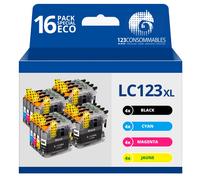 123CONSOMMABLES - LC123 - Pack 16 Cartouches Compatibles avec Brother LC123XL pour Imprimante DCP-J1