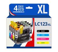 123CONSOMMABLES - LC123 - Pack 4 Cartouches Compatibles avec Brother LC123XL pour Imprimante DCP-J132W J152W J172W J552DW J752DW J4110DW MFC-J245 J6520DW J6720DW (1 Noir / 1 Cyan / 1 Magenta / 1 Jaune