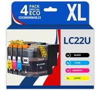 123CONSOMMABLES - LC22U - Pack 4 Cartouches d'encre Compatible Brother LC22UXL LC22U LC-22U LC-22UBK LC-22UC LC-22UM LC-22UY XL pour Brother DCP-J785DW MFC-J985DW (1 Noir / 1 Cyan / 1 Magenta / 1 Jaun