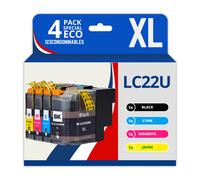 123CONSOMMABLES - LC22U - Pack 4 Cartouches d'encre Compatible Brother LC22UXL LC22U LC-22U LC-22UBK LC-22UC LC-22UM LC-22UY XL pour Brother DCP-J785DW MFC-J985DW (1 Noir / 1 Cyan / 1 Magenta / 1 Jaun