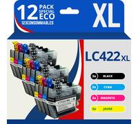 Pack compatible BROTHER LC422XL, 12 cartouches - 123CONSOMMABLES - Topromo