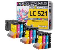 123CONSOMMABLES - LC521 - Pack de 12 Cartouches Encre Compatible avec Brother LC-521 pour Brother DC