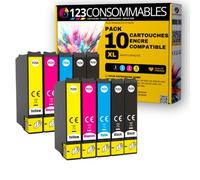 123CONSOMMABLES Pack 10 Cartouches d'encre pour 603 XL pour Epson XP-2100 | Compatible avec Epson XP-2100 XP-2155 XP-3100 XP-4100 WF-2820 WF-2830 DWF