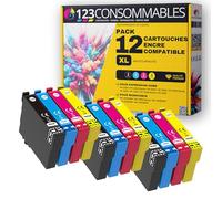 123CONSOMMABLES - Pack 12 Cartouches Encre pour 604 XL Compatible avec Epson XP-2200 XP-3200 XP-4200, Workforce WF-2910 WF-2930 WF-2935 WF-2950