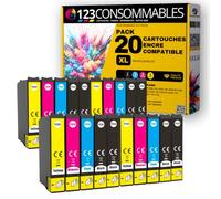 123CONSOMMABLES Pack 20 Cartouches d'encre pour 603 XL pour Epson XP-2100 | Compatible avec Epson XP-2100 XP-2155 XP-3100 XP-4100 WF-2820 WF-2830 DWF
