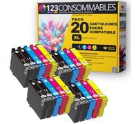 123CONSOMMABLES - Pack 20 Cartouches Encre pour 604 XL pour Epson XP-2200 | Compatible avec Epson XP-2200 XP-3200 XP-4200, Workforce WF-2910 WF-2930 WF-2935 WF-2950