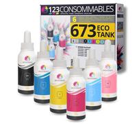 123CONSOMMABLES - Pack compatible avec EPSON 673 ECOTANK, 6 bouteilles d'encre