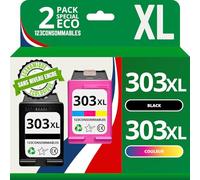 123CONSOMMABLES - Pack Compatible avec HP 303 XL (T6N04AE/T6N03AE) Noir et Couleur - sans Niveau