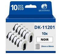123CONSOMMABLES - Pack de 10 Rouleaux d'étiquette compatible BROTHER DK-11201 étiquettes d'adresse 29mm x 90mm