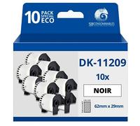 123CONSOMMABLES - Pack de 10 Rouleaux d'étiquette compatible BROTHER DK-11209 petites étiquettes d'adresse 62mm x 29 mm