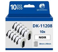 123CONSOMMABLES - Pack de 10 Rouleaux étiquette compatible BROTHER DK-11208 grandes étiquettes d'adresse 38mm x 90mm