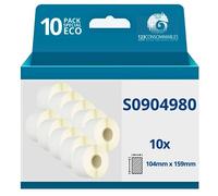 123CONSOMMABLES - Pack de 10 Rouleaux étiquettes compatibles avec DYMO LABELWRITER 4XL (S0904980) - 104 mm x 159 mm