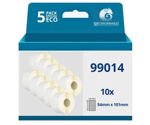 123CONSOMMABLES - Pack de 10 rouleaux Etiquettes compatibles avec DYMO LABELWRITER 99014 - 101 x 54