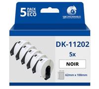 123CONSOMMABLES - Pack de 5 Rouleaux Etiquettes compatible BROTHER DK-11202 étiquettes de transport 62mm x 100mm