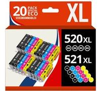 123CONSOMMABLES - PGI-520 CLI-521 - Cartouches d'encre compatibles pour Canon Pixma IP3600 IP4600 IP4600X IP4700 MP540 MP550 MP560 MP620 MP630 MP640 MP640R MP980 MP990 MX860 MX870 (Lot de 20) Pack G